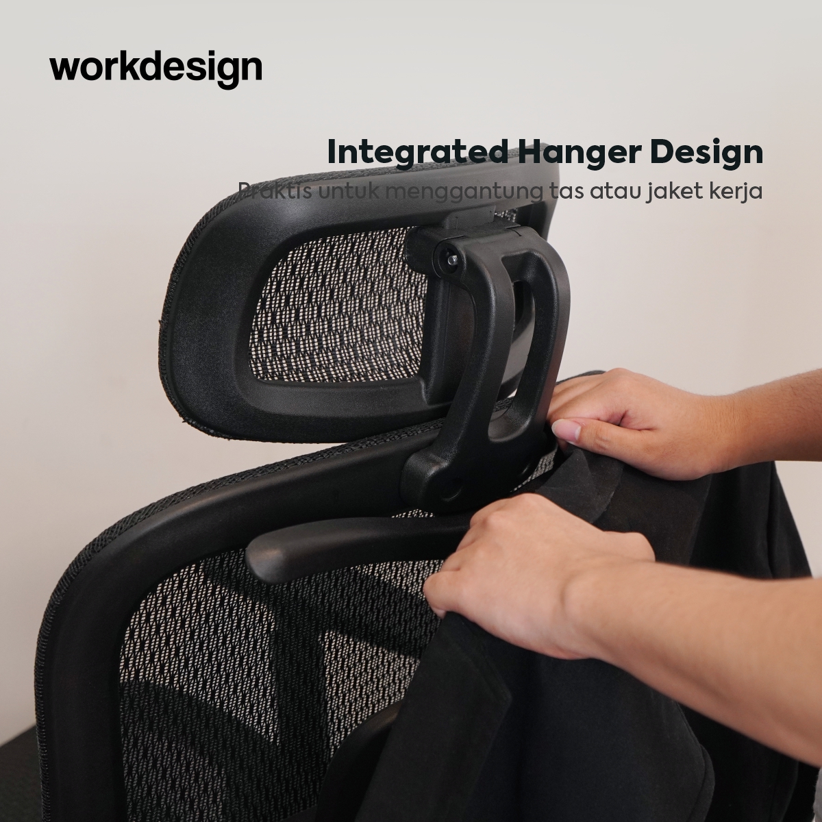 WORKDESIGN - LANDO PC KURSI KANTOR / KURSI KERJA / KURSI GAMING / KURSI ERGONOMIS DENGAN LUMBAR SUPPORT warna BLACK - WORKDESIGN - foto 12