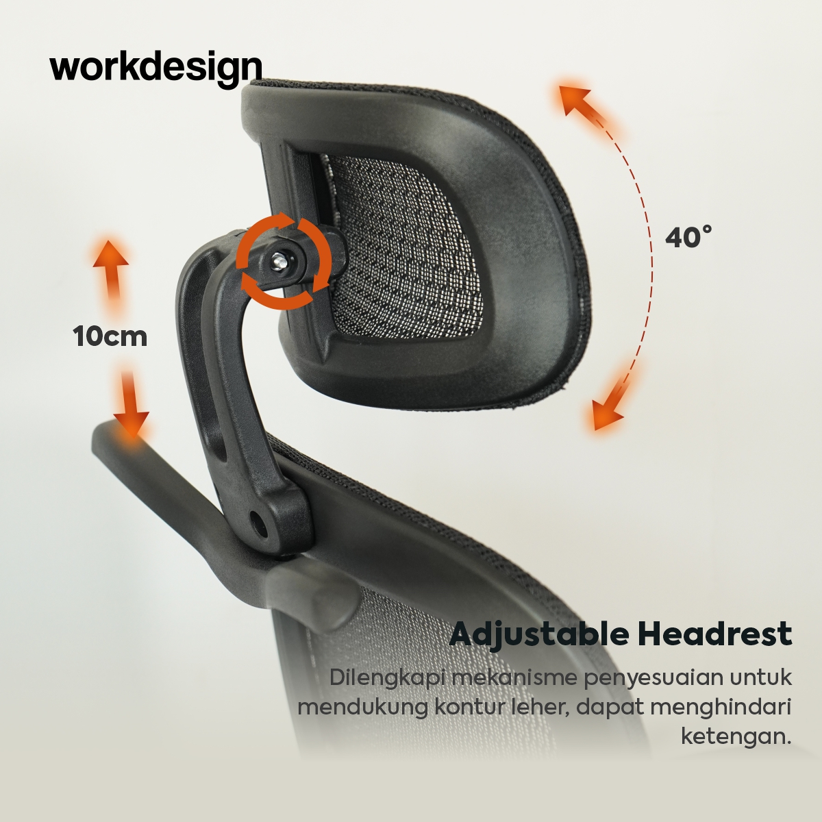 WORKDESIGN - LANDO PC KURSI KANTOR / KURSI KERJA / KURSI GAMING / KURSI ERGONOMIS DENGAN LUMBAR SUPPORT warna BLACK - WORKDESIGN - foto 5