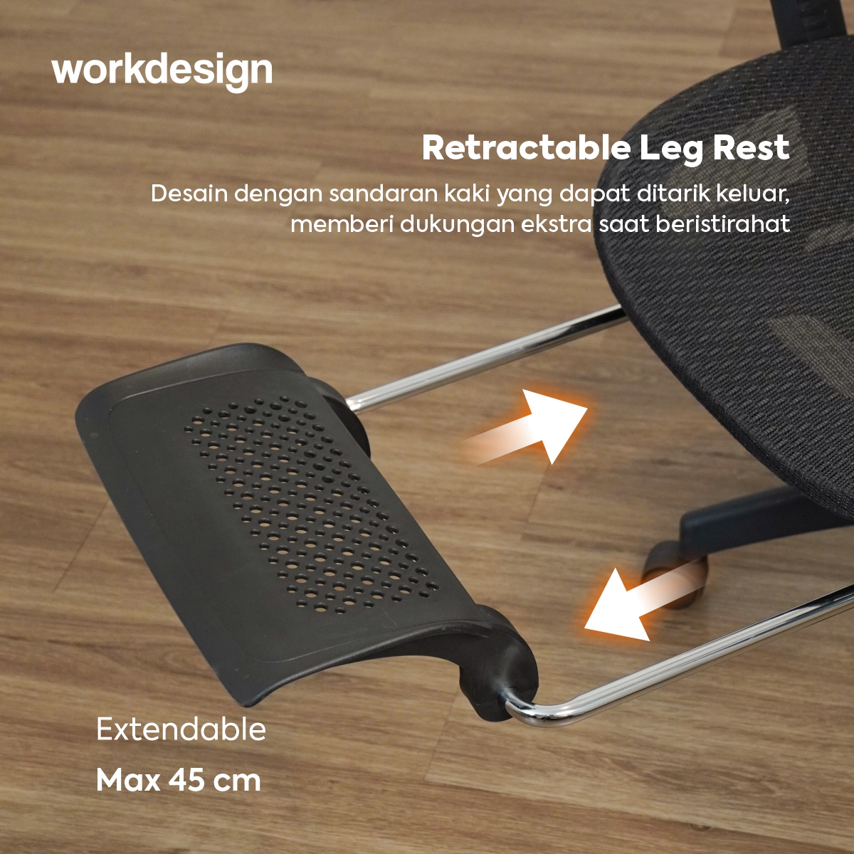 WORKDESIGN - LANDO PC KURSI KANTOR / KURSI KERJA / KURSI GAMING / KURSI ERGONOMIS DENGAN LUMBAR SUPPORT warna BLACK - WORKDESIGN - foto 8
