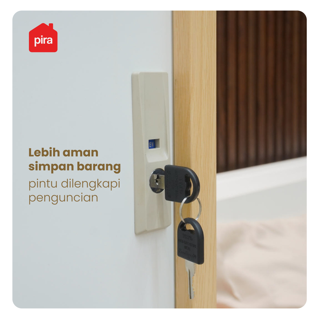 PIRA - ASHTON AVA 90 MWDSL LEMARI PAKAIAN BESI SLIDING / GESER MOTIF KAYU warna LIGHT ASH - WHITE - PIRA - foto 8