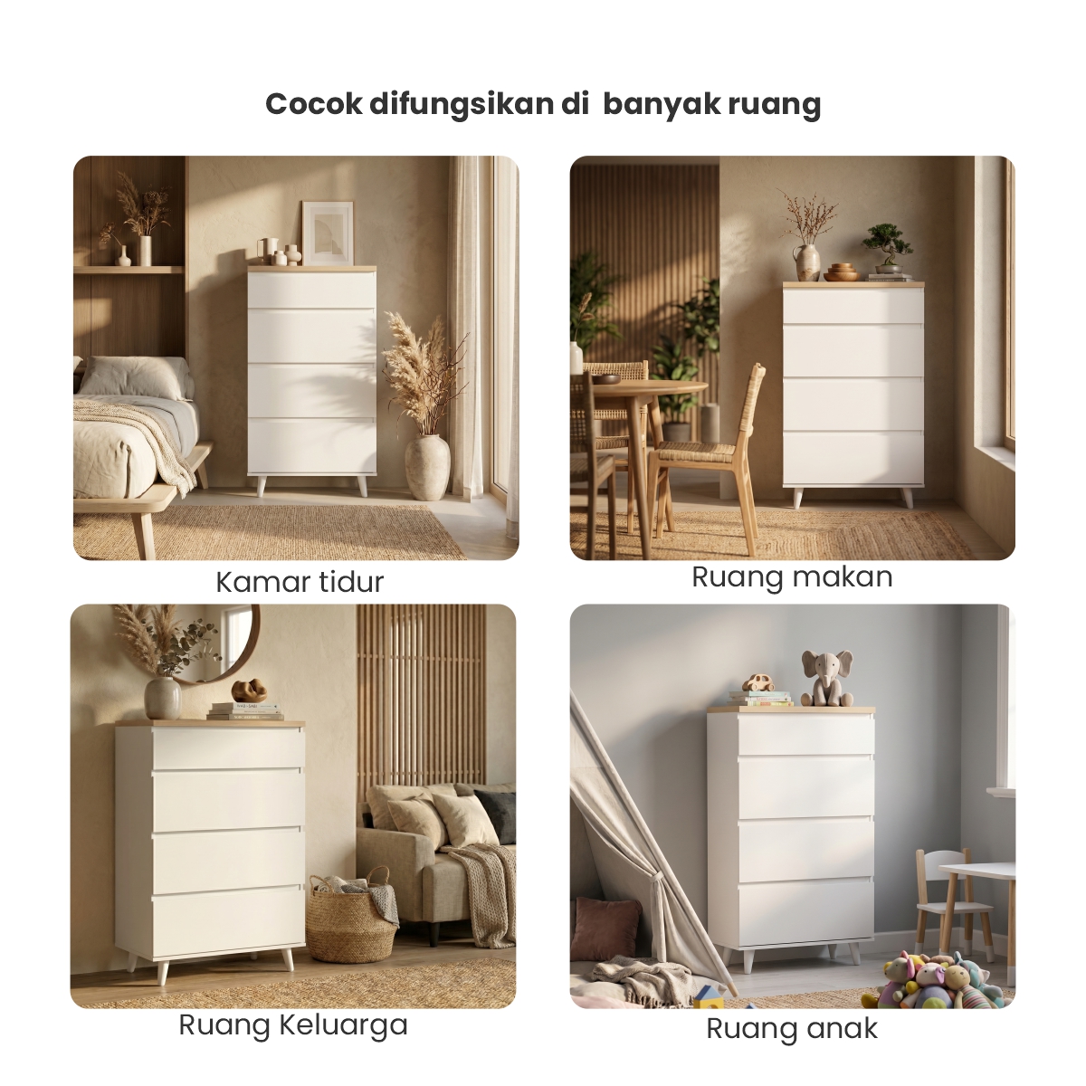 PIRA METROPOLIS OX - ARSEN CH4 LEMARI LACI / DRAWER / LEMARI SUSUN warna WHITE - PRO OAK - PIRA METROPOLIS - foto 11