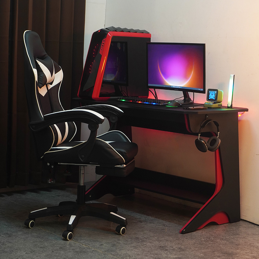 PIRA -  X-WING GC V2 KURSI GAMING DENGAN SANDARAN KAKI DAN FITUR MASSAGE / PIJAT warna BLACK - WHITE - BLACK - PIRA - foto 3