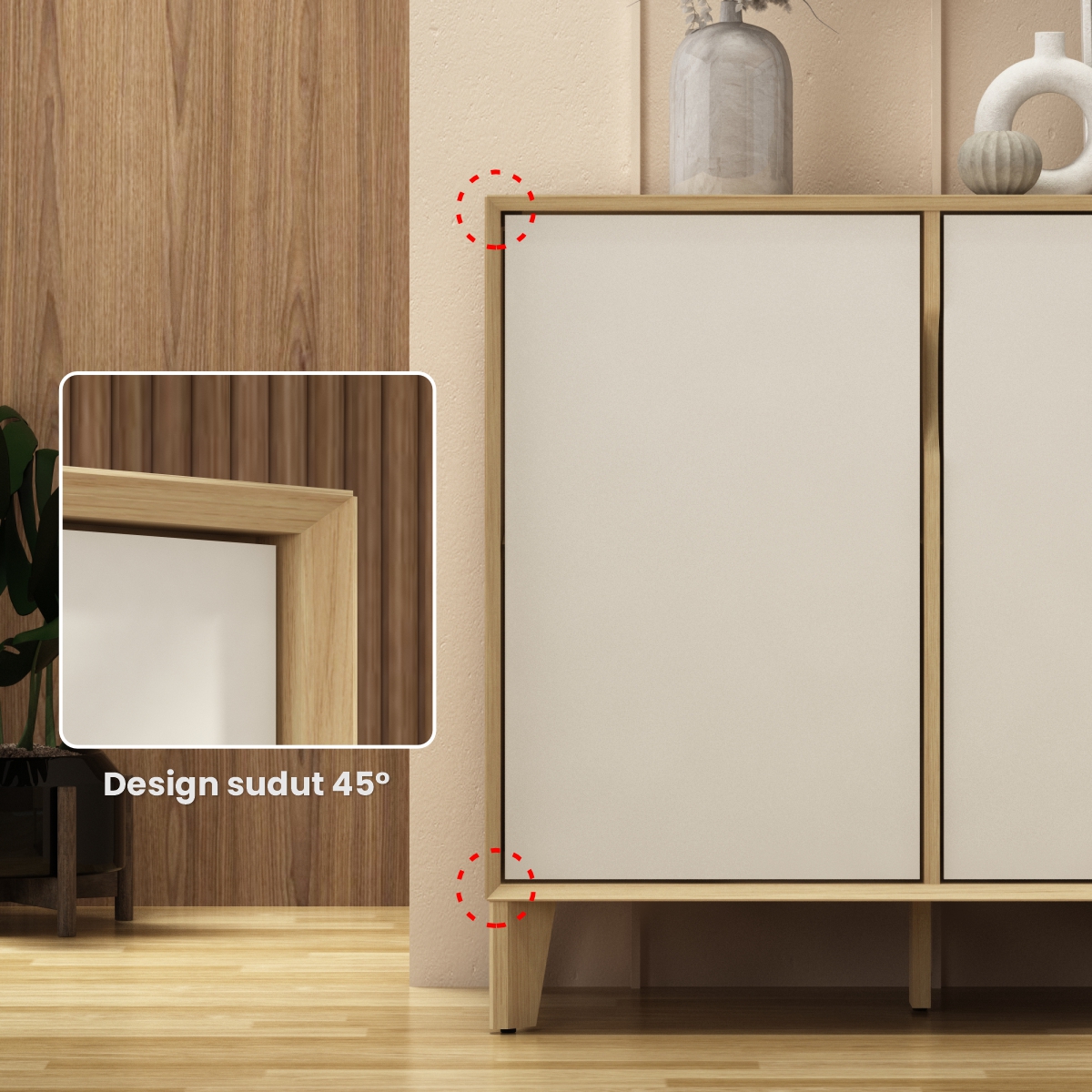 PIRA -  LUCA SB160 BUFET / SIDEBOARD / LEMARI KABINET / MEJA TV warna EURO OAK - LIGHT TAUPE - PIRA - foto 6
