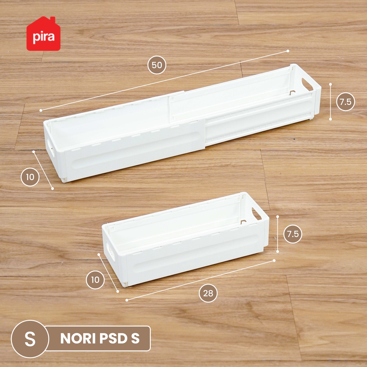 PIRA - NORI PSD SEKAT LACI PEMBATAS / KOTAK PENYIMPANAN EXPANDABLE / STORAGE ORGANIZER SERBAGUNA warna CREAM - PIRA - foto 1