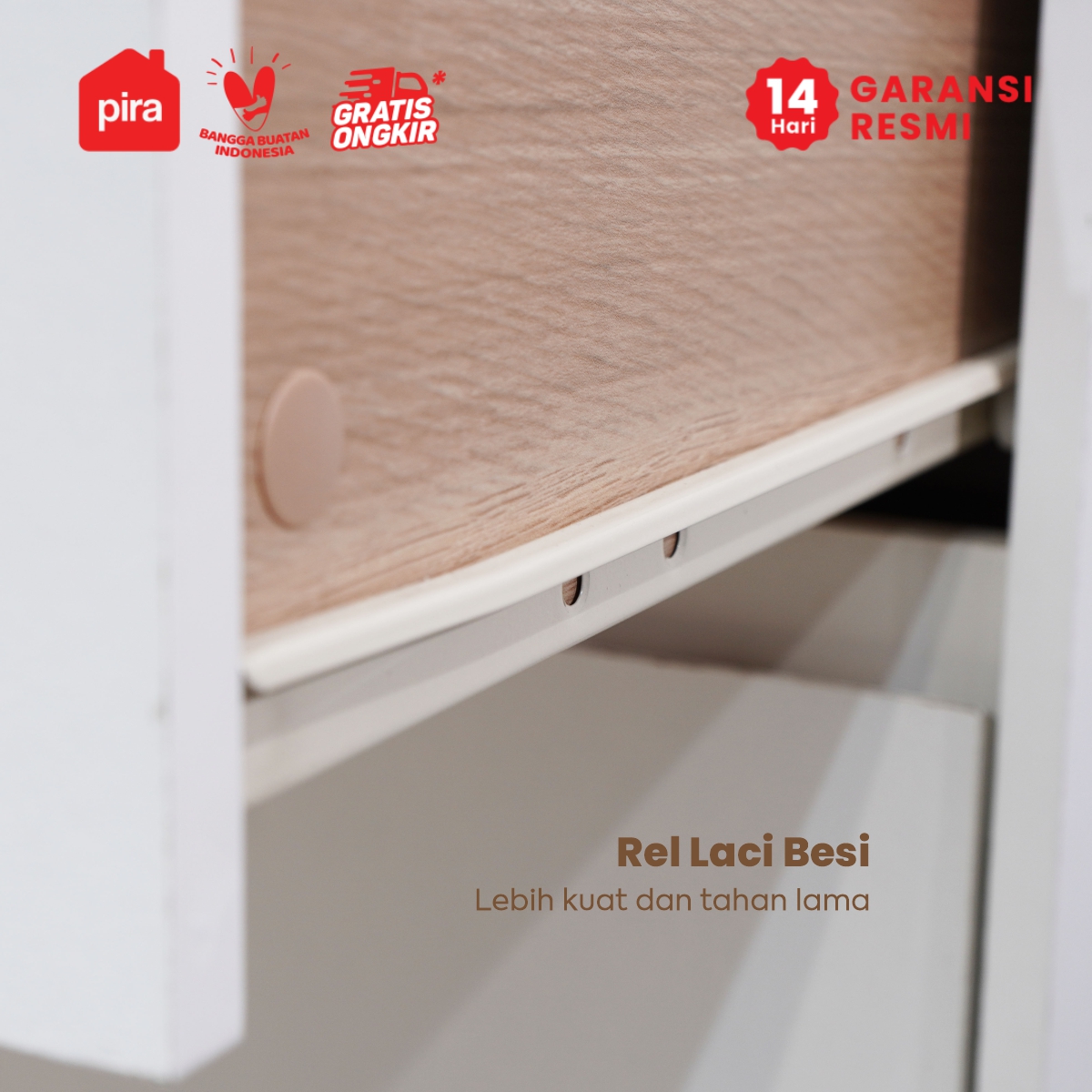 PIRA METROPOLIS OX - HIRO CHDS560 LEMARI LACI / LACI SUSUN / MEJA RIAS / DRAWER / LEMARI SUSUN DENGAN KACA RIAS warna WHITE - PRO OAK - PIRA METROPOLIS - foto 6