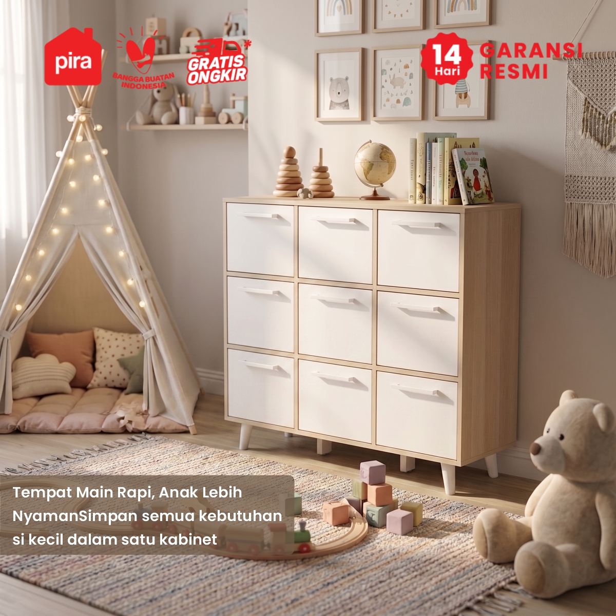 PIRA METROPOLIS - EDEN SB9P BUFET / KABINET / RAK SERBAGUNA / LEMARI PAKAIAN warna PRO OAK - WHITE - PIRA METROPOLIS - foto 9