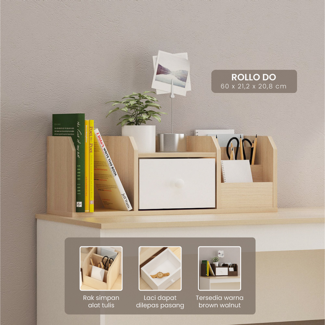 PIRA OX - ROLLO DO RAK PENYIMPANAN / DESK ORGANIZER warna PRO OAK - WHITE SM - PIRA OX - foto 1