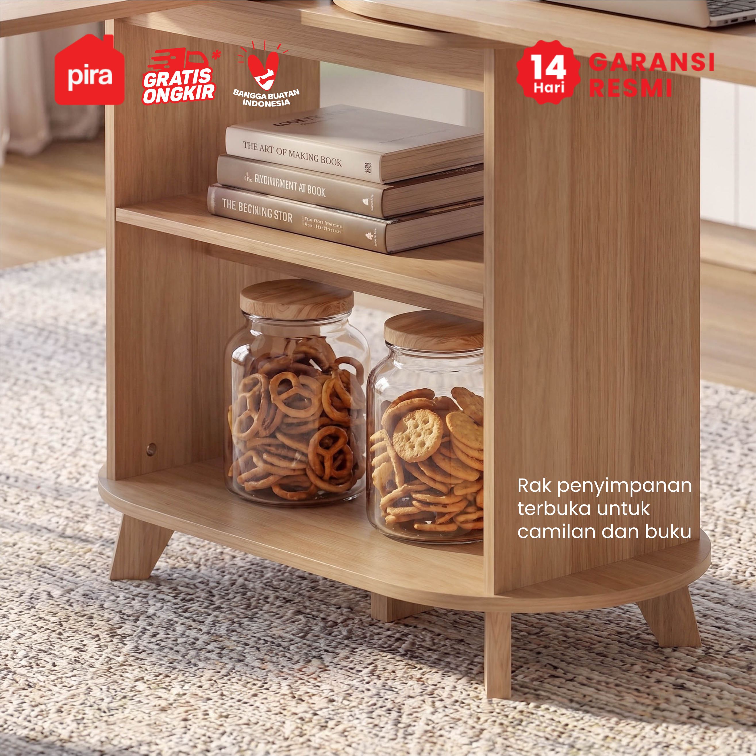 PIRA -  KOMAKI DT80 MEJA MAKAN / MEJA KERJA / MEJA BELAJAR / MEJA TV / MEJA ADJUSTABLE warna PRO OAK - PIRA - foto 2