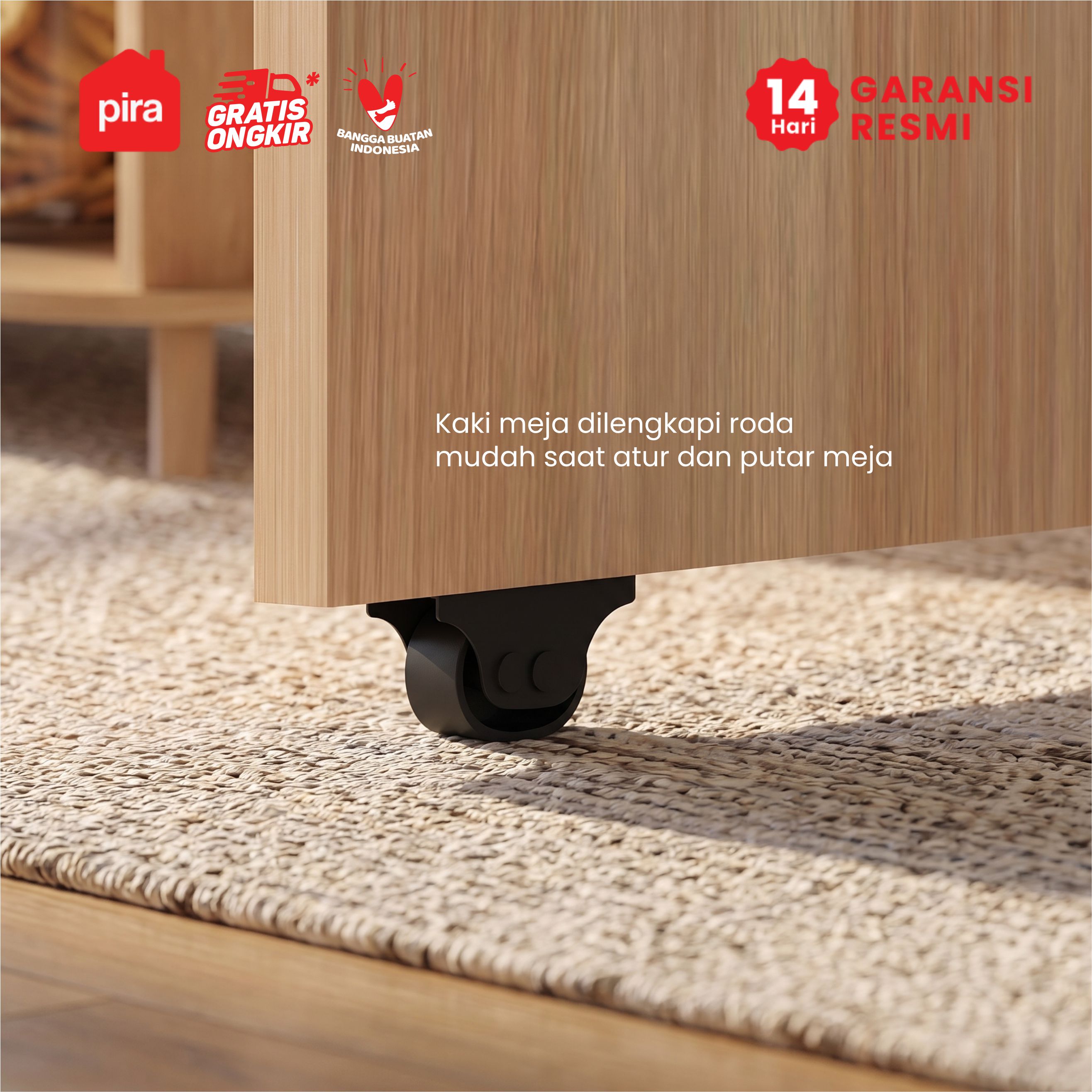 PIRA -  KOMAKI DT80 MEJA MAKAN / MEJA KERJA / MEJA BELAJAR / MEJA TV / MEJA ADJUSTABLE warna PRO OAK - PIRA - foto 3