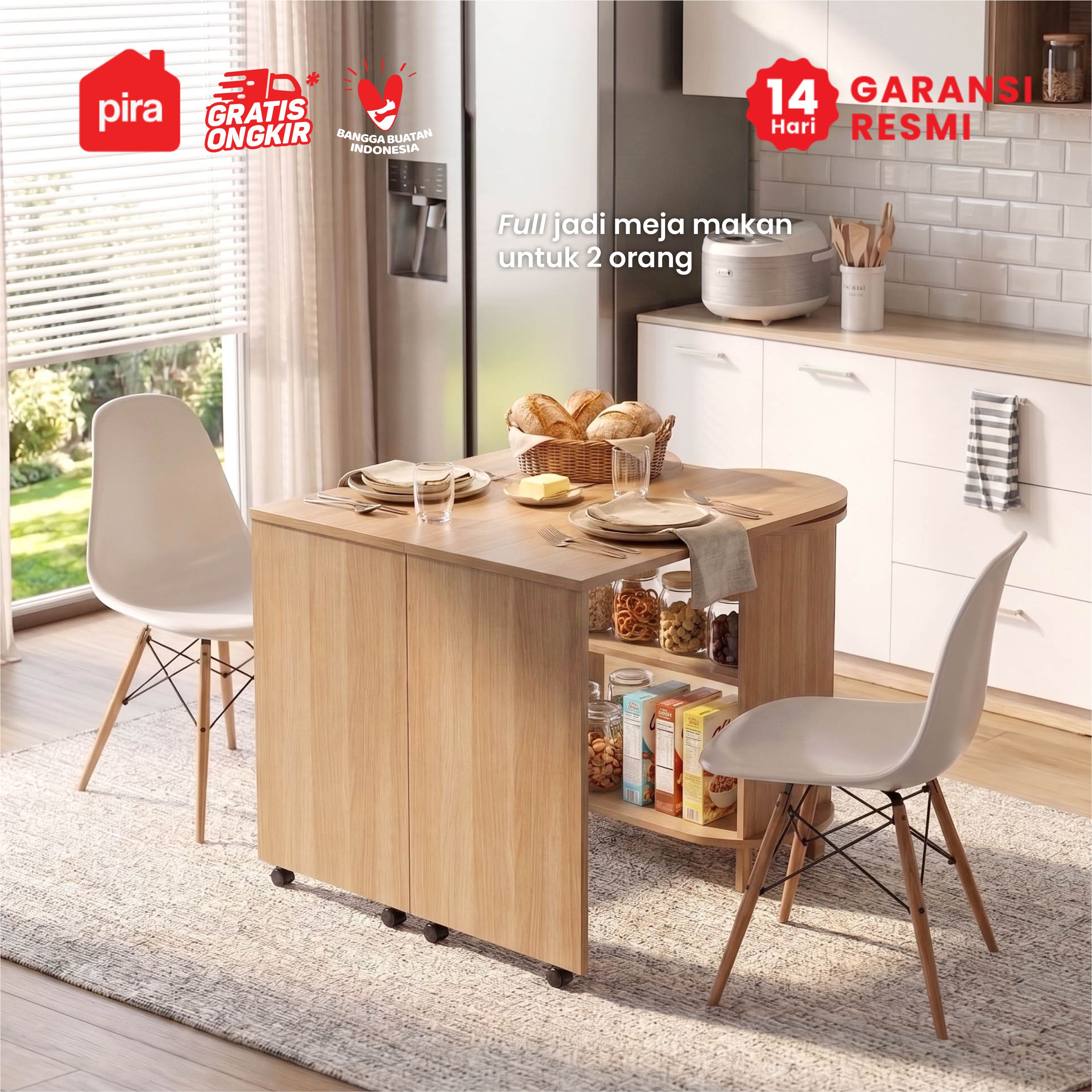 PIRA -  KOMAKI DT80 MEJA MAKAN / MEJA KERJA / MEJA BELAJAR / MEJA TV / MEJA ADJUSTABLE warna PRO OAK - PIRA - foto 4