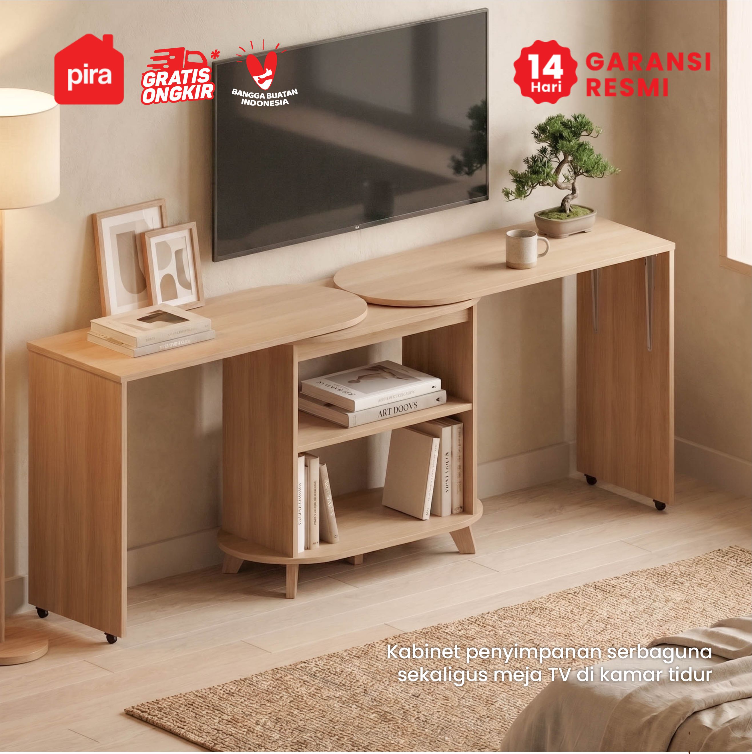 PIRA -  KOMAKI DT80 MEJA MAKAN / MEJA KERJA / MEJA BELAJAR / MEJA TV / MEJA ADJUSTABLE warna PRO OAK - PIRA - foto 6