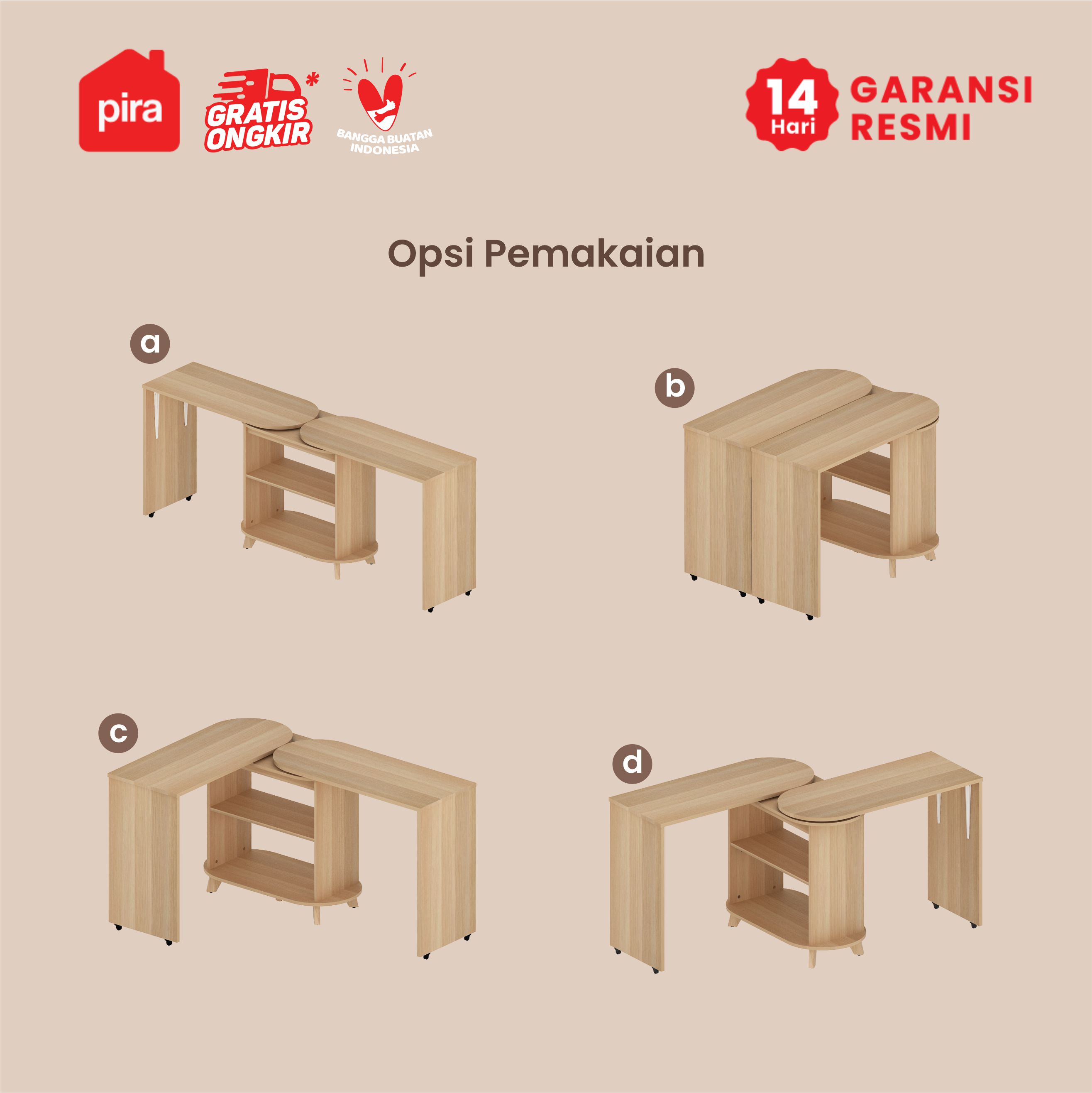 PIRA -  KOMAKI DT80 MEJA MAKAN / MEJA KERJA / MEJA BELAJAR / MEJA TV / MEJA ADJUSTABLE warna PRO OAK - PIRA - foto 7