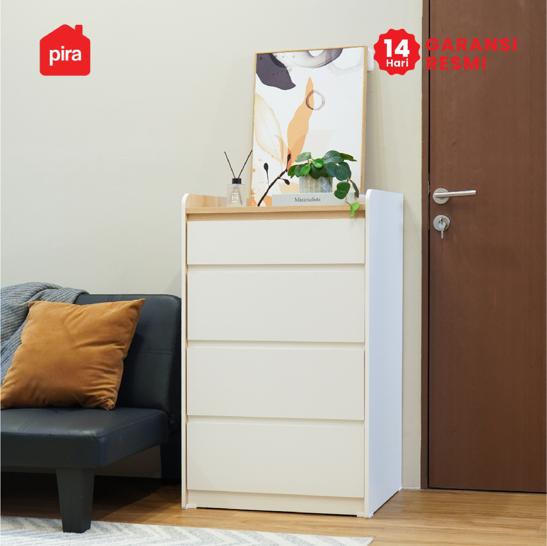 PIRA METROPOLIS -  NILS CH4 LEMARI LACI 4 SUSUN warna WHITE - PRO OAK - PIRA METROPOLIS - foto 3