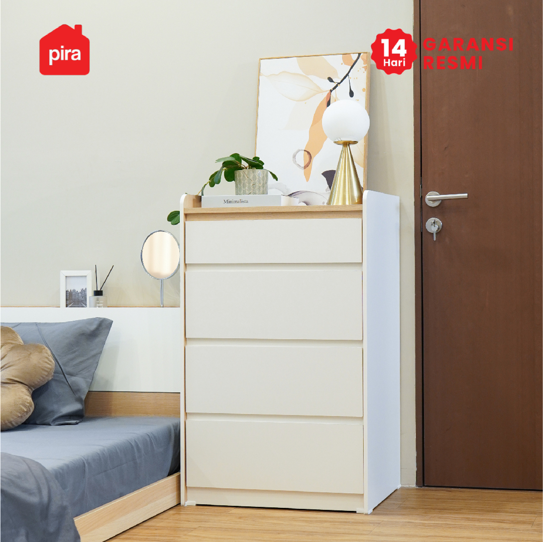 PIRA METROPOLIS -  NILS CH4 LEMARI LACI 4 SUSUN warna WHITE - PRO OAK - PIRA METROPOLIS - foto 6