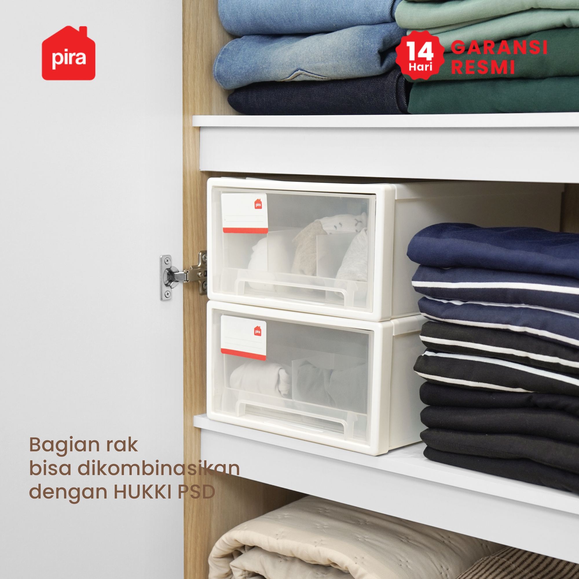 PIRA METROPOLIS OX - ARUNA BLS120 LK LEMARI PAKAIAN 3 PINTU FULL RAK DENGAN LOKER PENYIMPANAN warna PRO OAK - WHITE - PIRA METROPOLIS OX - foto 9
