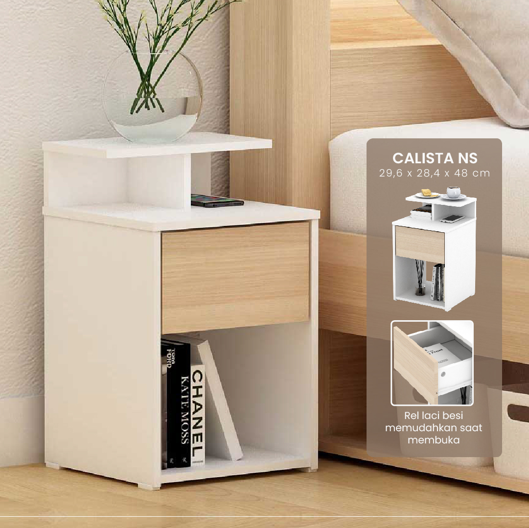 PIRA METROPOLIS - CALISTA NS MEJA SAMPING / NAKAS warna WHITE - PRO OAK - PIRA METROPOLIS - foto 1