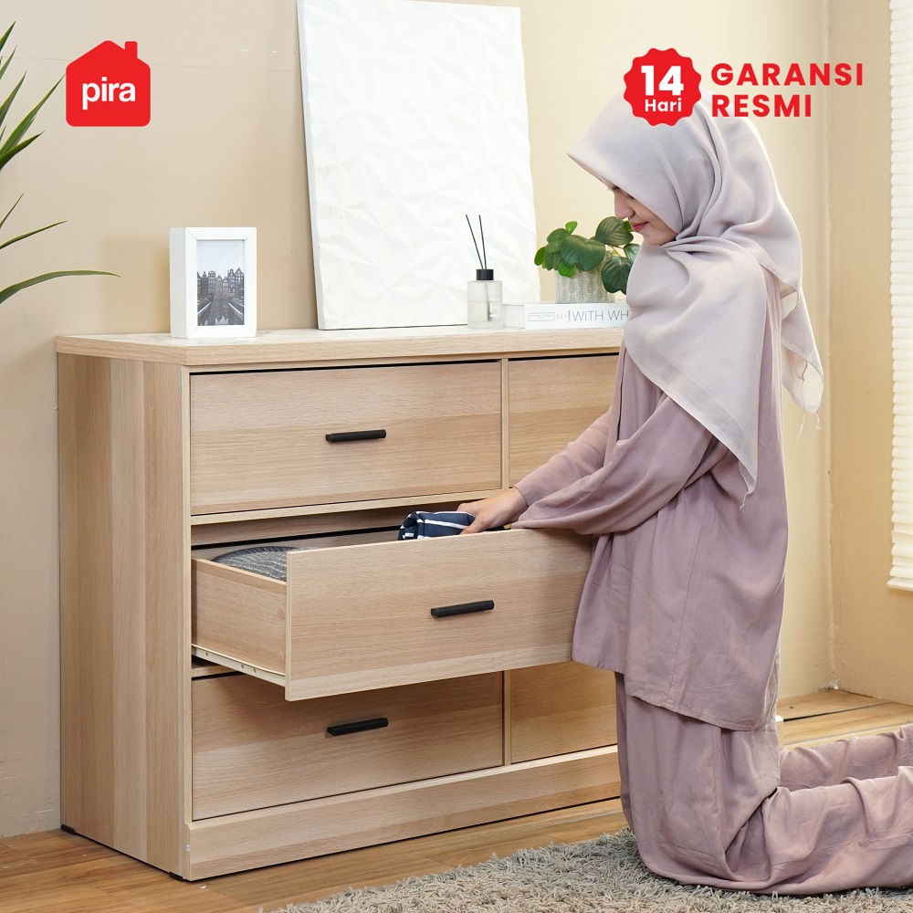 PIRA METROPOLIS - YORK CH3+3 LEMARI LACI 3+3 SUSUN / DRAWER / CHEST DRAWER warna PRO OAK - WHITE MARBLE - PIRA METROPOLIS - foto 4