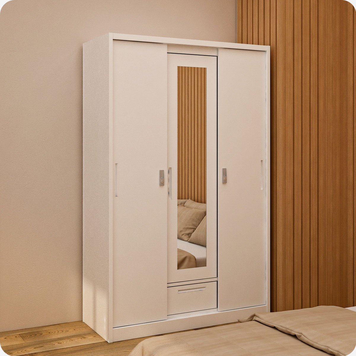 PIRA -  STEEL A 3A N SSL MWD LEMARI PAKAIAN BESI 3 PINTU SLIDING / PINTU GESER warna WHITE - PIRA - foto 12