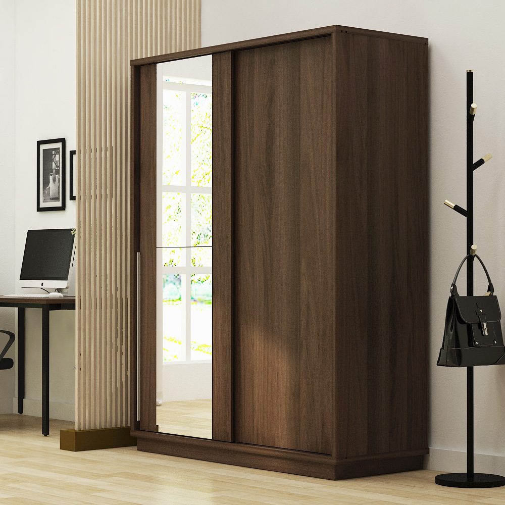 PIRA SKV - RAMONA 150 WDSL LEMARI PAKAIAN PINTU GESER KAYU GELAP BROWN WALNUT warna BROWN WALNUT - SKV - foto 2