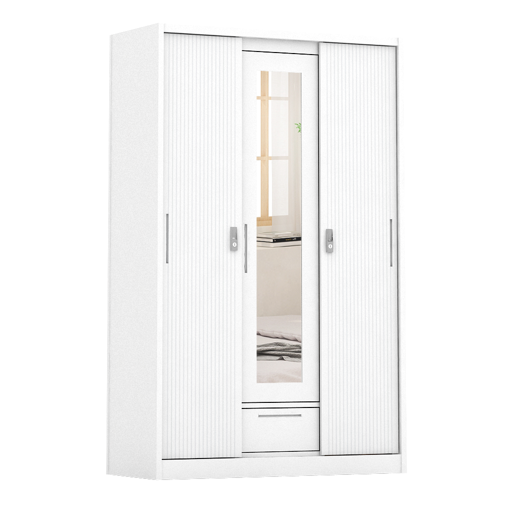 PIRA - LINIO 3A SSL MWD LEMARI PAKAIAN BESI 3 PINTU SLIDING / PINTU GESER warna WHITE - PIRA - foto 2