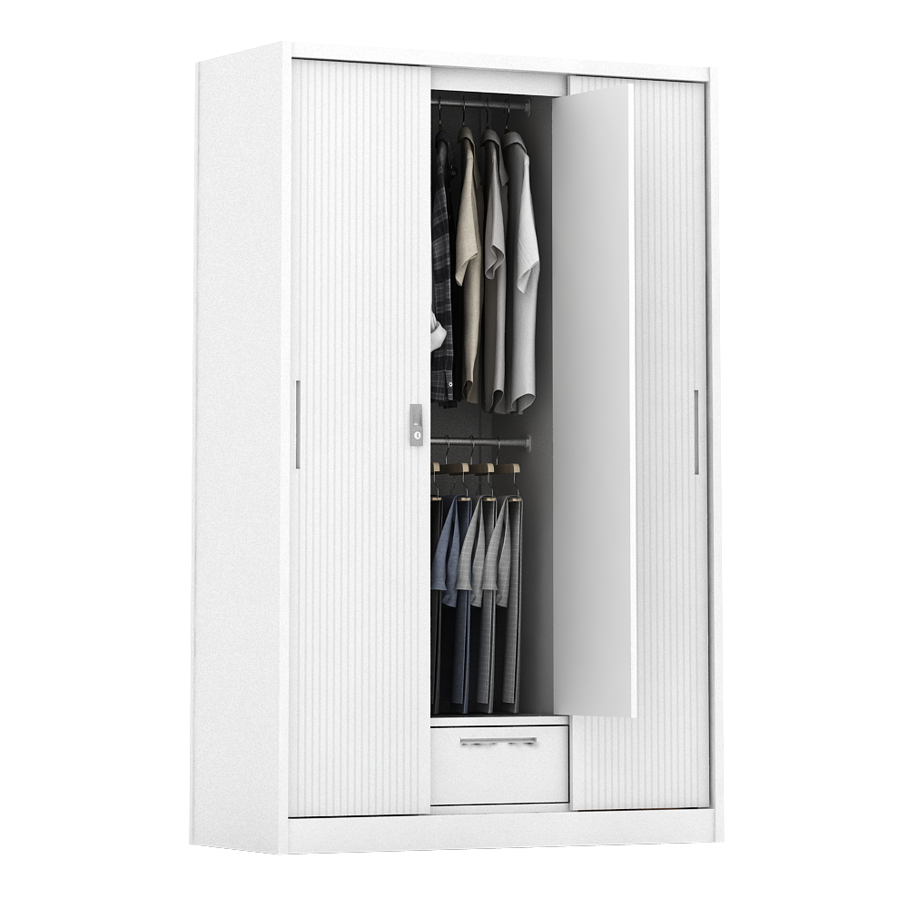 PIRA - LINIO 3A SSL MWD LEMARI PAKAIAN BESI 3 PINTU SLIDING / PINTU GESER warna WHITE - PIRA - foto 4