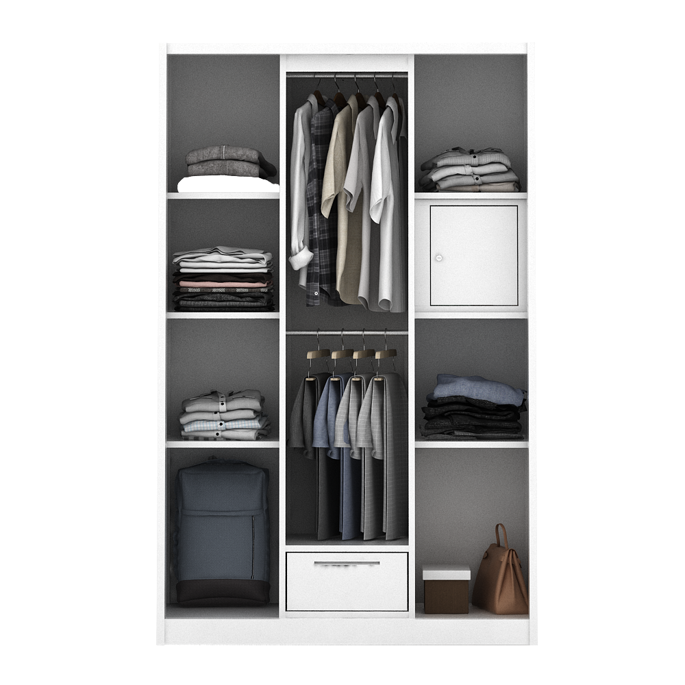 PIRA - LINIO 3A SSL MWD LEMARI PAKAIAN BESI 3 PINTU SLIDING / PINTU GESER warna WHITE - PIRA - foto 7