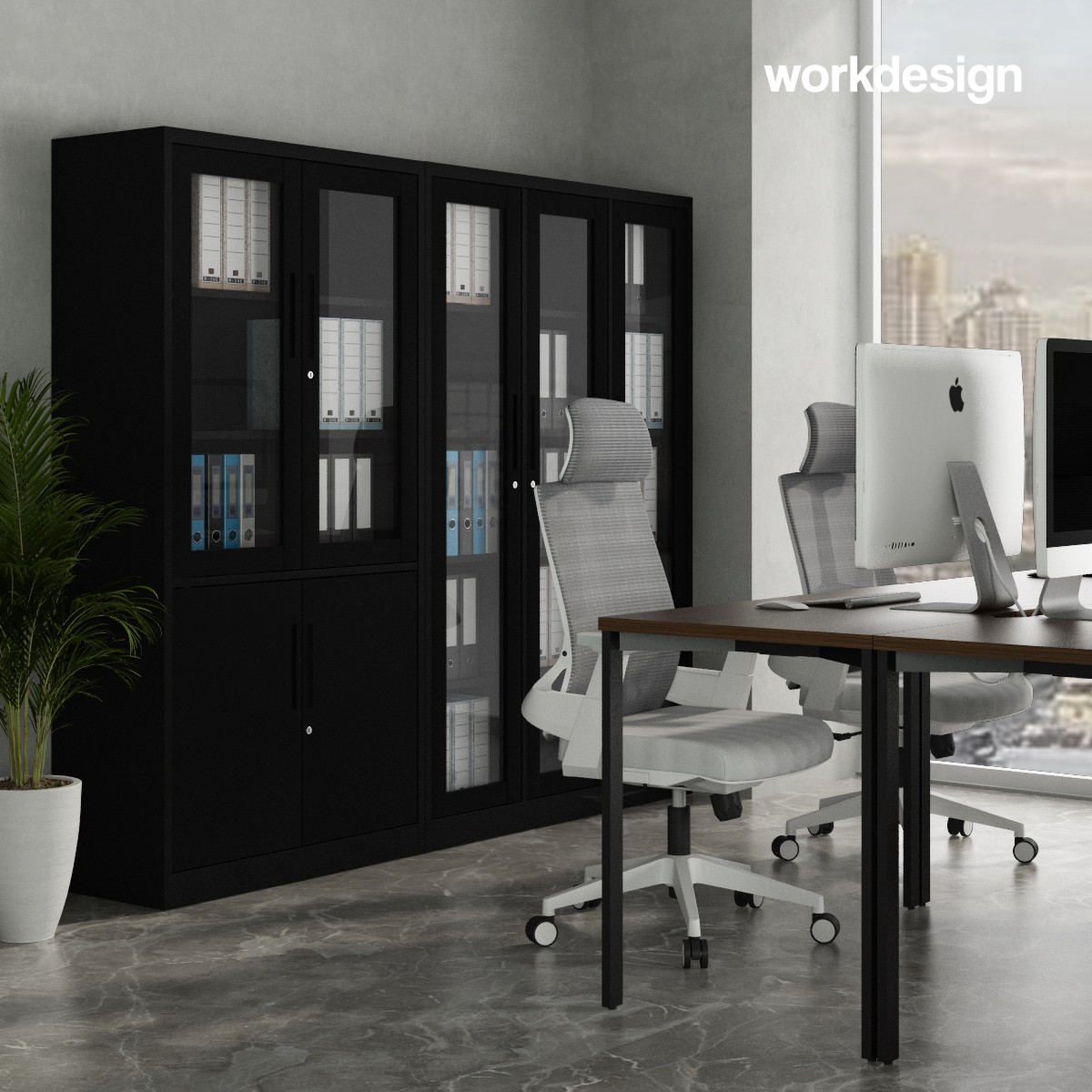 WORKDESIGN BURO AVA MBC 2 HG RAK BUKU BESI / LEMARI ARSIP KANTOR warna BLACK - WORKDESIGN - foto 3