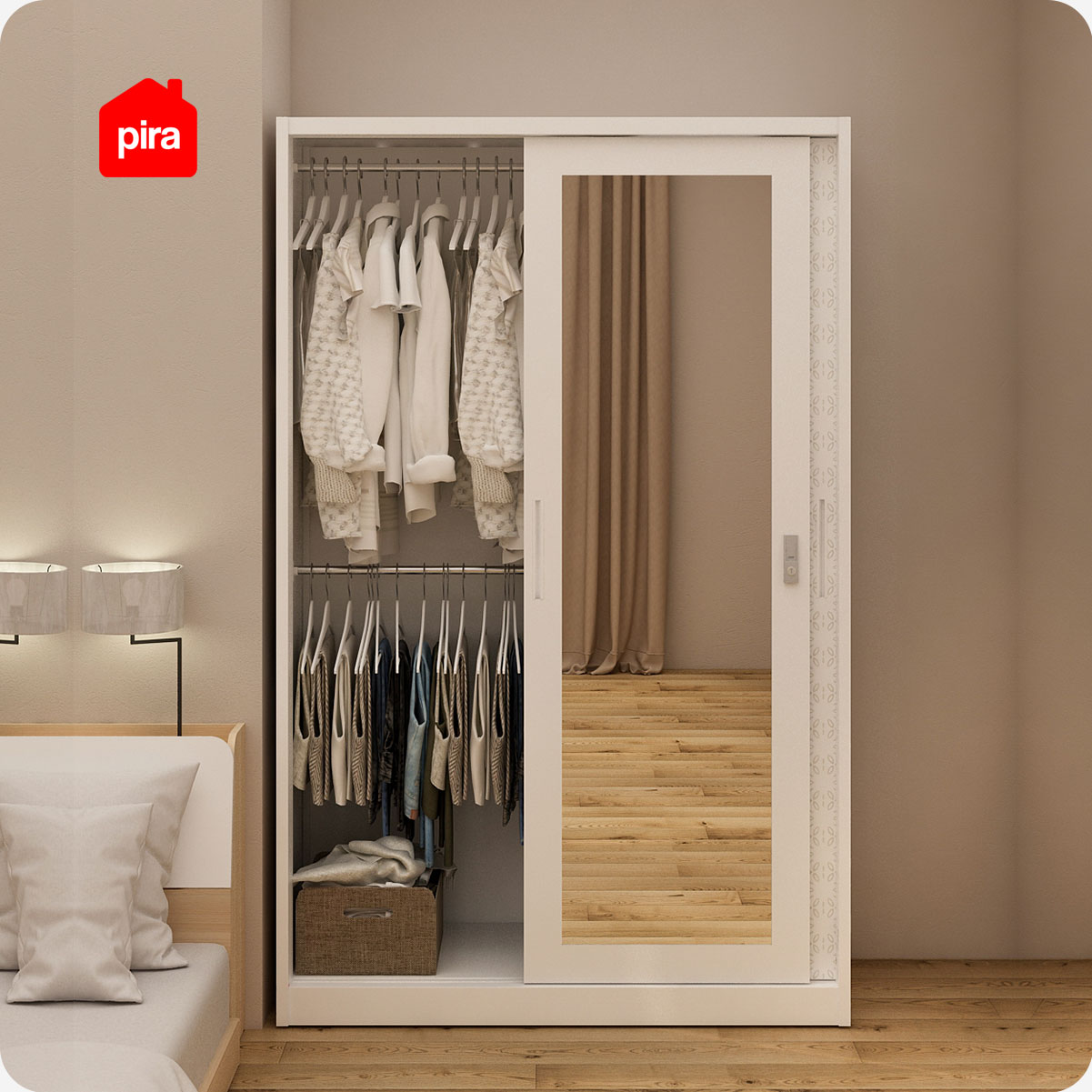 PIRA METROPOLIS - VILO 120 A MWDSL LEMARI PAKAIAN BESI SLIDING / PINTU GESER warna WHITE - METROPOLIS - foto 3