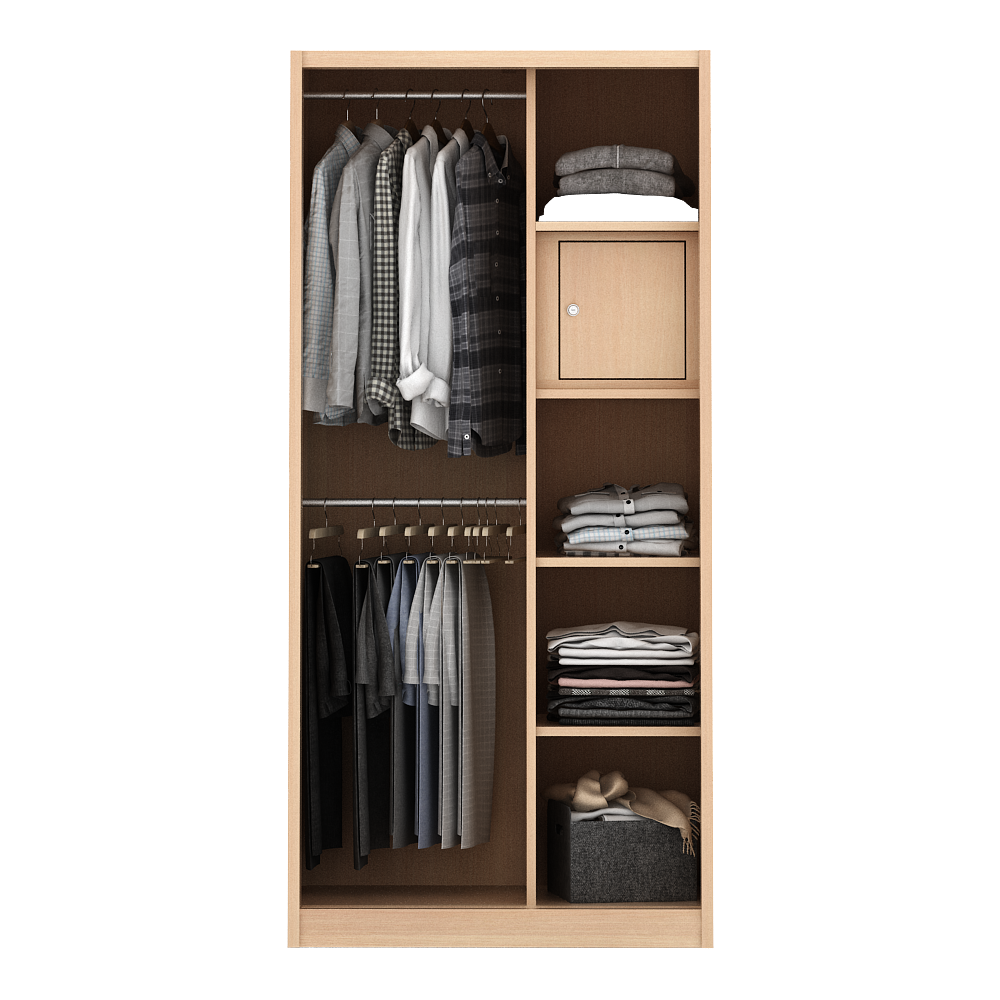 PIRA - ASHTON 90A MWDSL LEMARI PAKAIAN BESI SLIDING / GESER MOTIF KAYU warna LIGHT ASH - WHITE - PIRA - foto 6