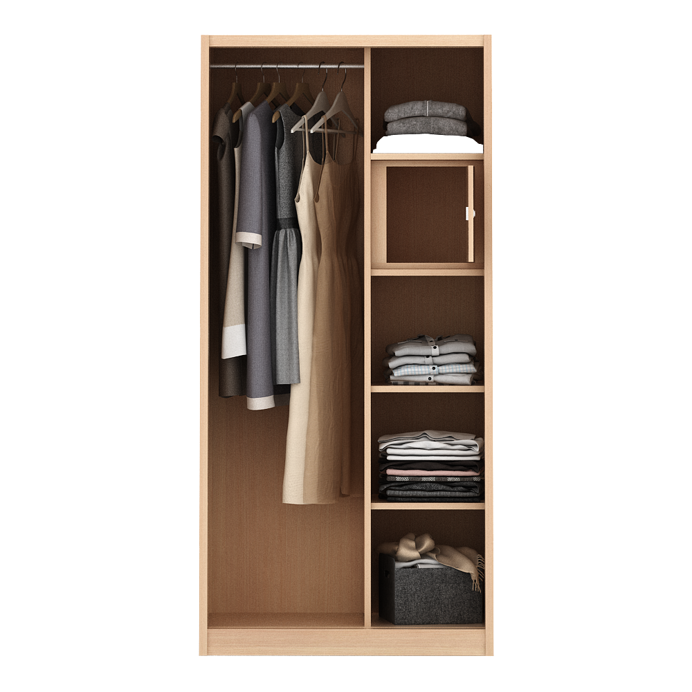 PIRA - ASHTON 90A MWDSL LEMARI PAKAIAN BESI SLIDING / GESER MOTIF KAYU warna LIGHT ASH - WHITE - PIRA - foto 7