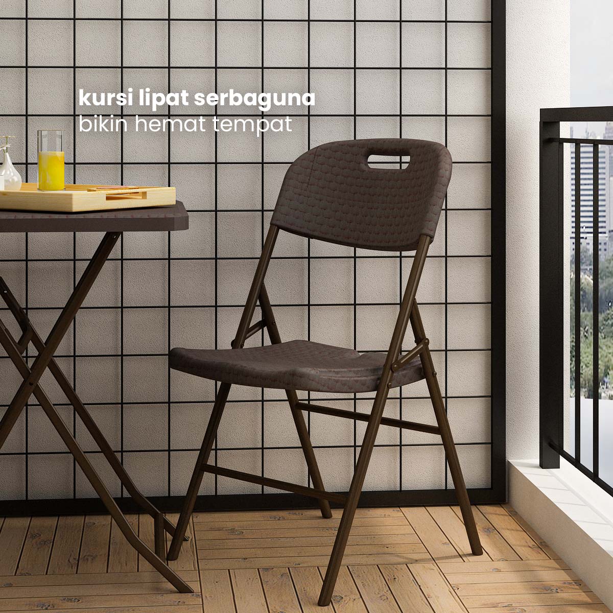 PIRA -  FOLDA CH45 KURSI LIPAT OUTDOOR / KURSI TERAS / KURSI TAMAN warna BROWN - PIRA - foto 5