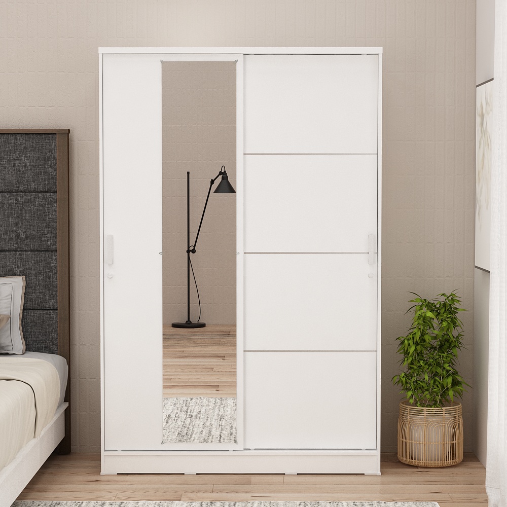 PIRA METROPOLIS - ALBA BAZ SL120LT LEMARI PAKAIAN 2 PINTU GESER warna WHITE - METROPOLIS - foto 7