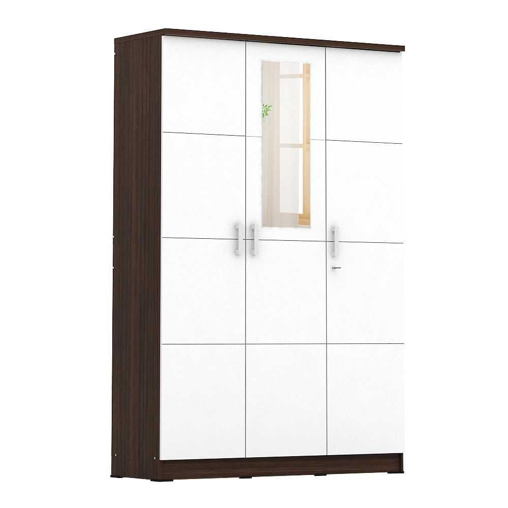 PIRA METROPOLIS - ALBA BAZ 3P LEMARI PAKAIAN 3 PINTU warna AMERICAN WALNUT - WHITE - METROPOLIS - foto 3