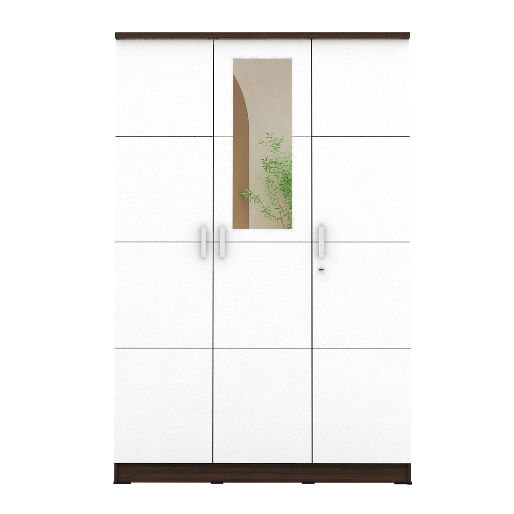 PIRA METROPOLIS - ALBA BAZ 3P LEMARI PAKAIAN 3 PINTU warna AMERICAN WALNUT - WHITE - METROPOLIS - foto 4