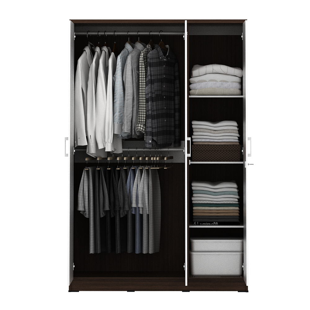 PIRA METROPOLIS - ALBA BAZ 3P LEMARI PAKAIAN 3 PINTU warna AMERICAN WALNUT - WHITE - METROPOLIS - foto 7