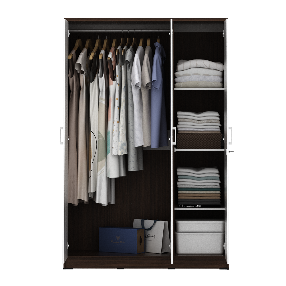 PIRA METROPOLIS - ALBA BAZ 3P LEMARI PAKAIAN 3 PINTU warna AMERICAN WALNUT - WHITE - METROPOLIS - foto 8