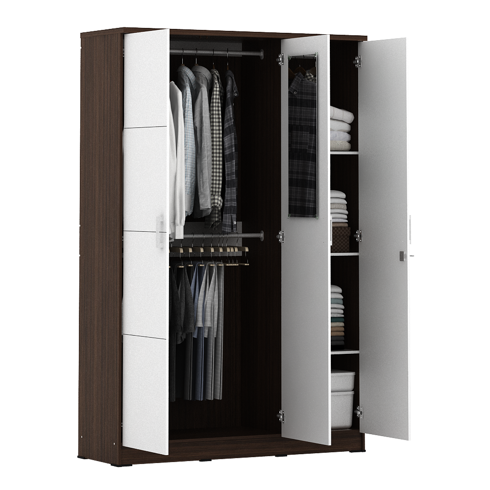 PIRA METROPOLIS - ALBA BAZ 3P LEMARI PAKAIAN 3 PINTU warna AMERICAN WALNUT - WHITE - METROPOLIS - foto 9