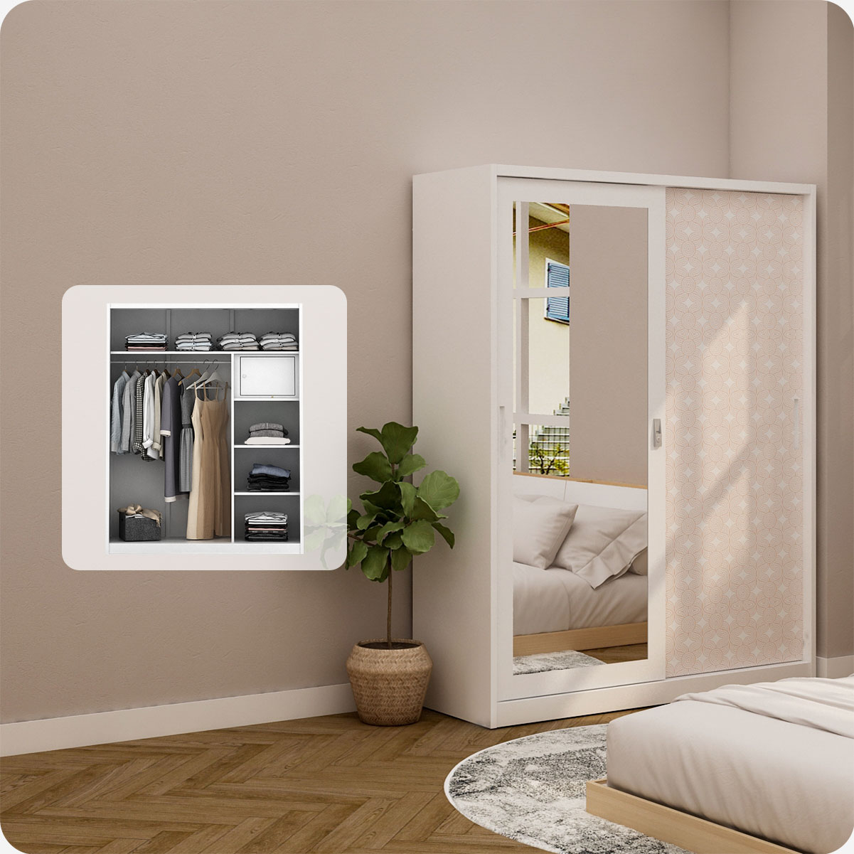 PIRA BAVARIAN - WURF 150 MWDSL LEMARI PAKAIAN BESI SLIDING / PINTU GESER warna WHITE - BAVARIAN - foto 1