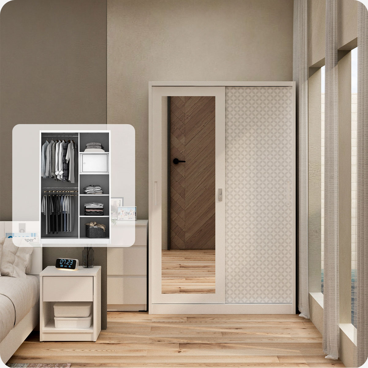 PIRA BAVARIAN - KUNST 120A MWDSL LEMARI PAKAIAN BESI SLIDING / PINTU GESER warna WHITE - BAVARIAN - foto 1