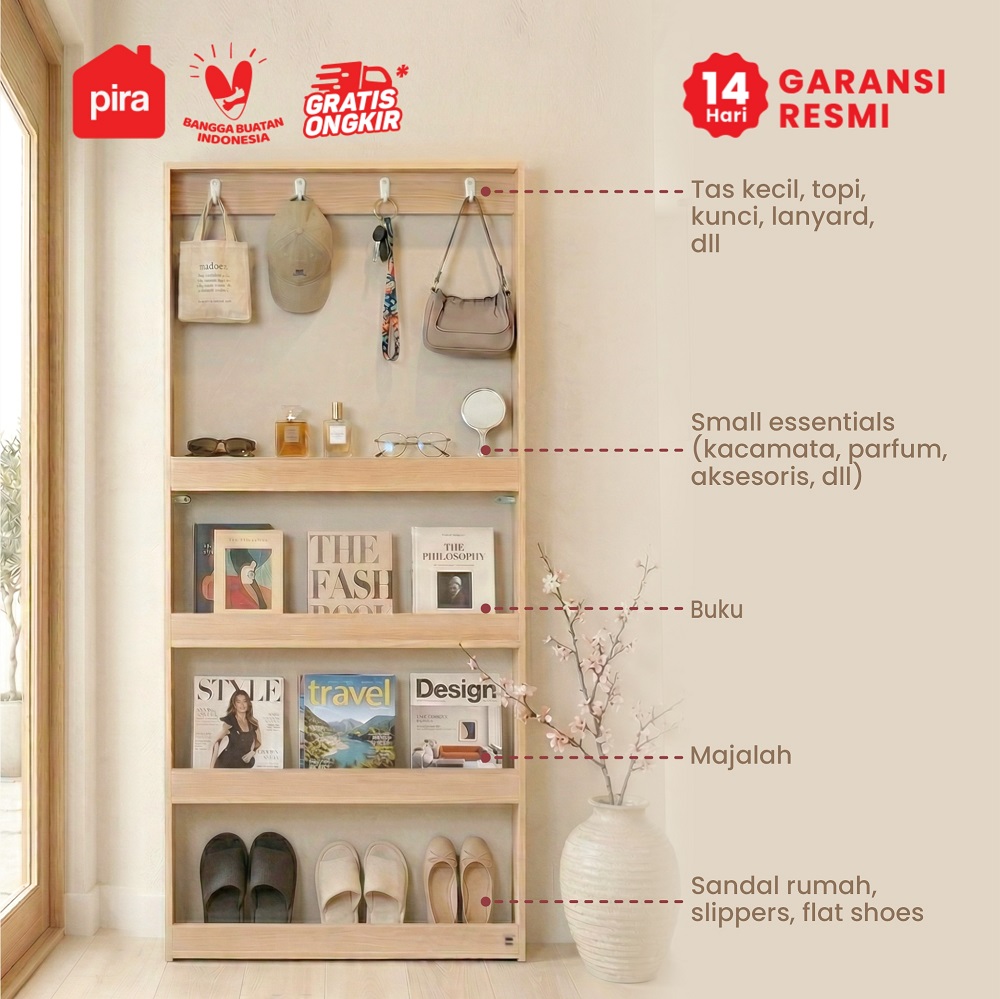 PIRA METROPOLIS - TOGU BC80 RAK BUKU / RAK DINDING / RAK GANTUNG / RAK SUSUN SERBAGUNA warna PRO OAK - PIRA METROPOLIS - foto 2