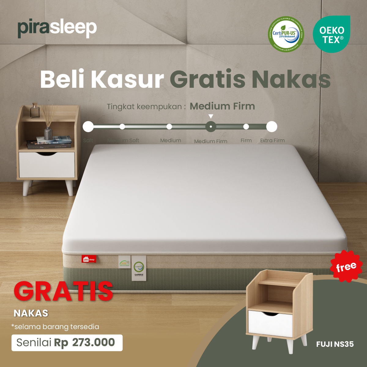 PIRA SLEEP 1 FEPS MF120 WHITE - CREAM + FUJI NS35 PRO OAK - WHITE - foto 1