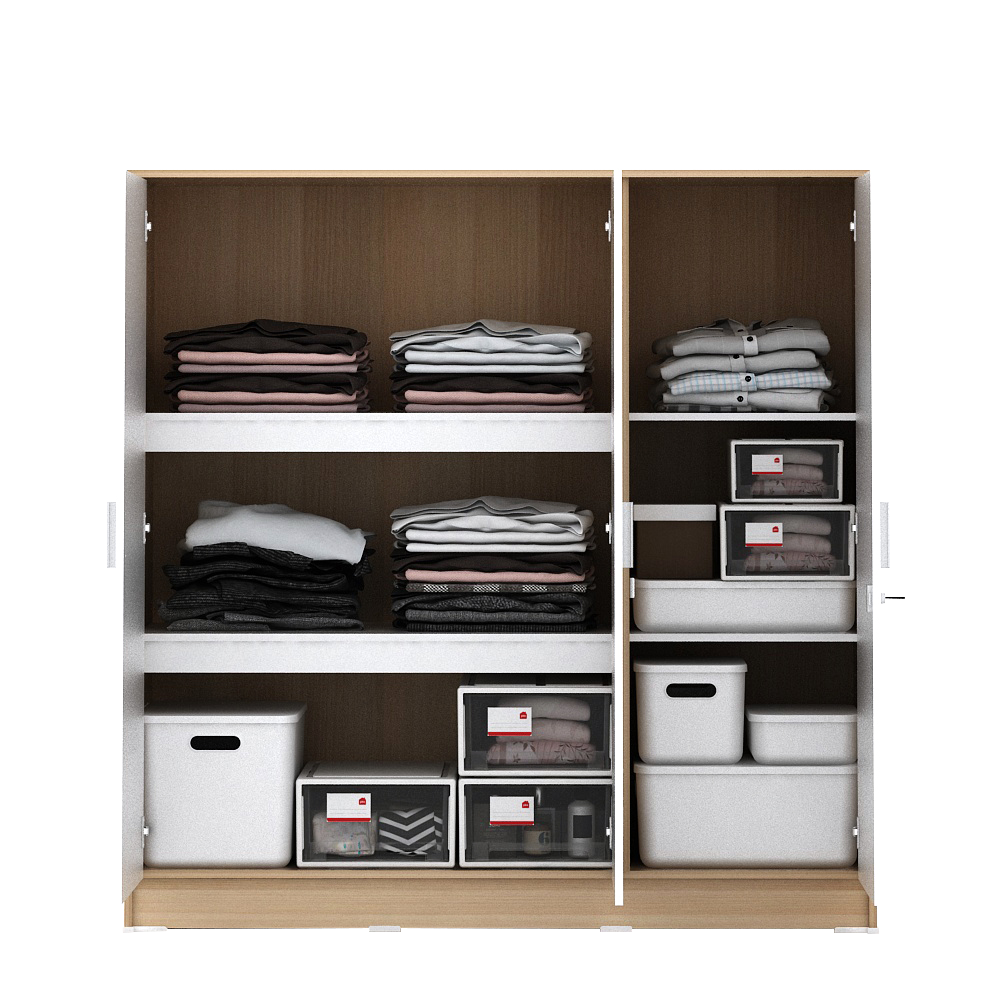 PIRA METROPOLIS OX - ARUNA BLS120 LEMARI PAKAIAN 3 PINTU FULL RAK warna PRO OAK - WHITE - PIRA METROPOLIS OX - foto 8