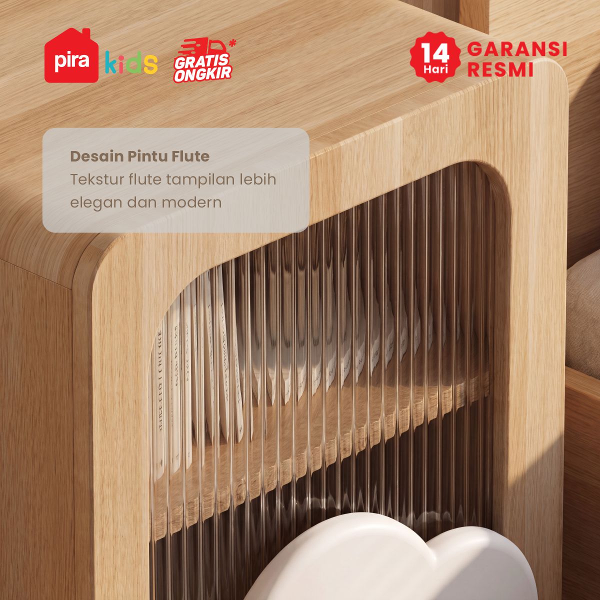 PIRA KIDS - KUMMO NS40 MEJA NAKAS ANAK / MEJA SUDUT / MEJA SAMPING warna PRO OAK - WHITE - PIRA KIDS - foto 5