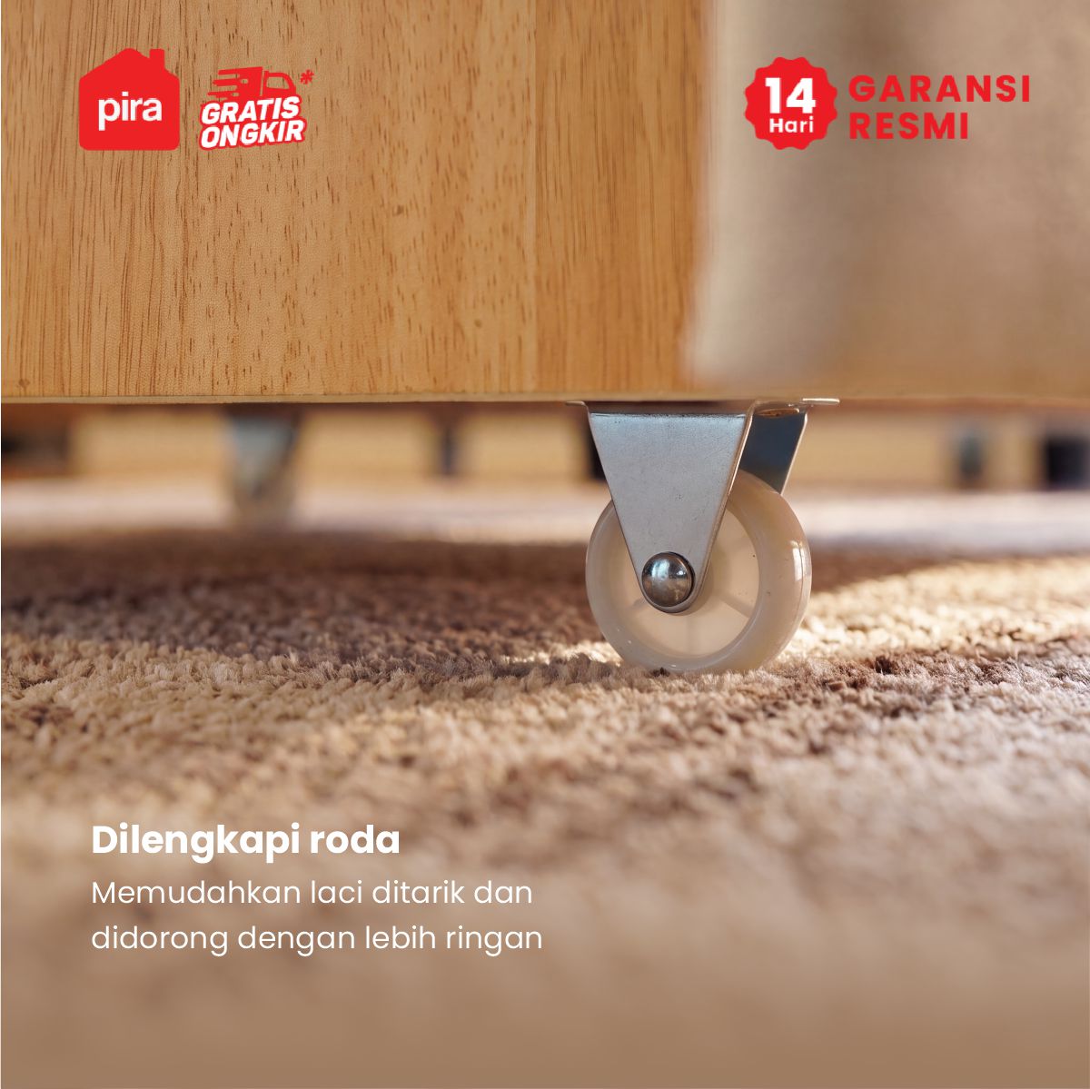 PIRA - PALMA BD180 PLATFORM BED / DIPAN / DIPAN TEMPAT TIDUR / RANJANG KASUR / DIPAN DENGAN LACI PENYIMPANAN warna CREAM - PIRA - foto 10