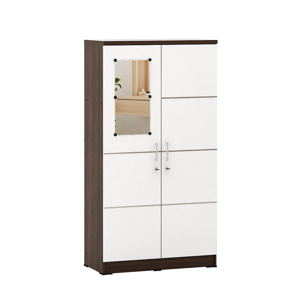 PIRA METROPOLIS - ALBA 2PM LT LEMARI PAKAIAN MEDIUM 2 PINTU warna AMERICAN WALNUT - WHITE - WHITE - METROPOLIS - foto 4