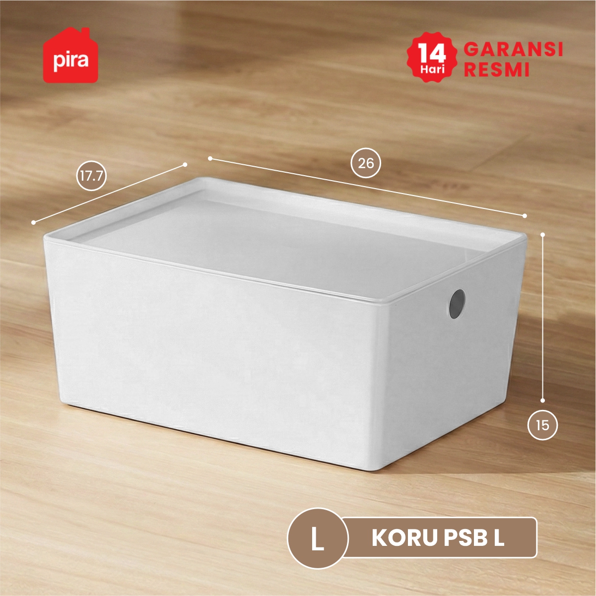 PIRA -  KORU PSB KOTAK PENYIMPANAN / BOX PENYIMPANAN BARANG / BOX PLASTIK / KOTAK PLASTIK / CONTAINER BOX PLASTIK warna WHITE - PIRA - foto 1