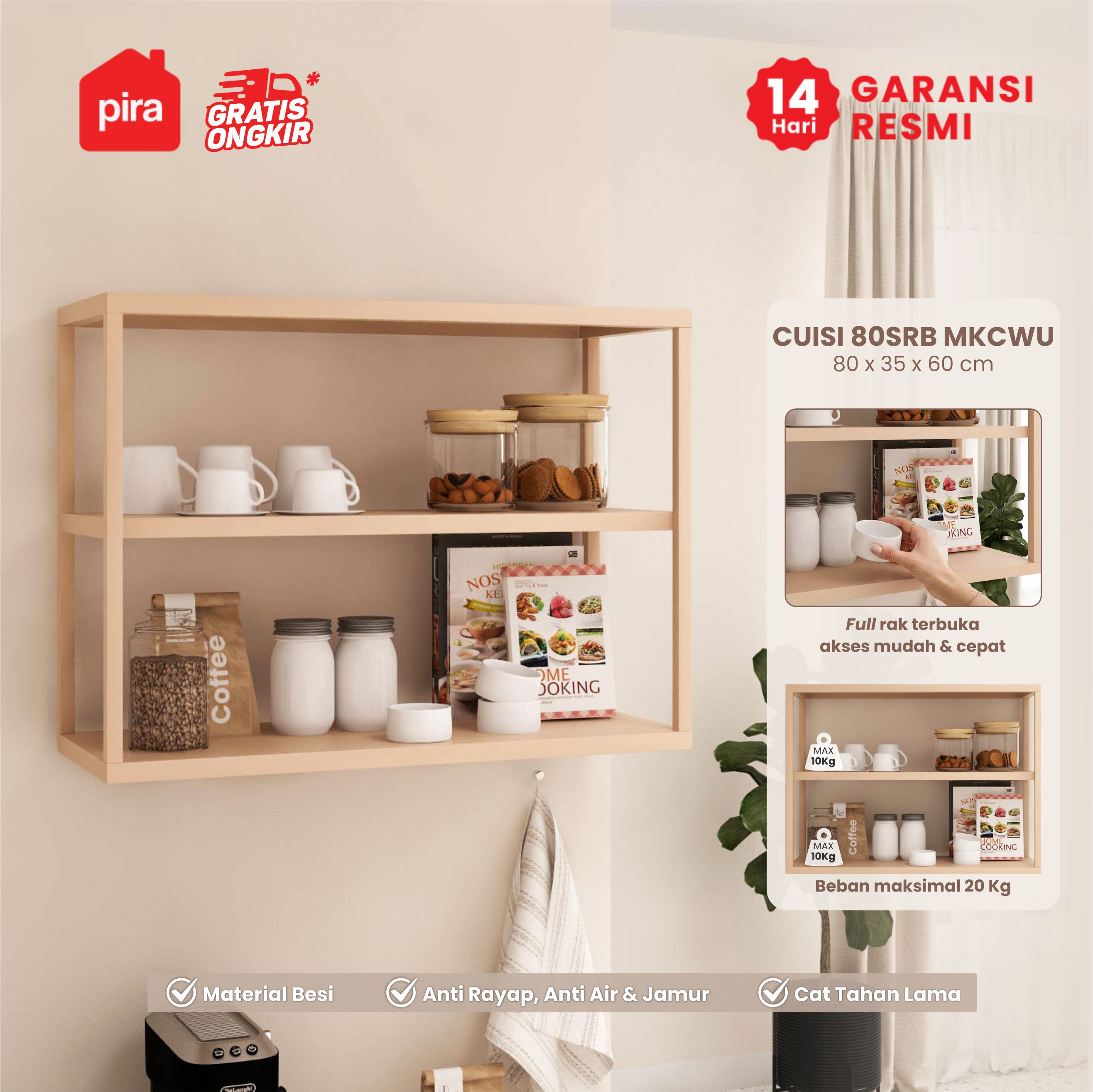 PIRA - CUISI MKCWU KITCHEN SET / RAK DAPUR BESI / LEMARI DAPUR BESI / RAK DAPUR warna PRO OAK - PIRA - foto 1