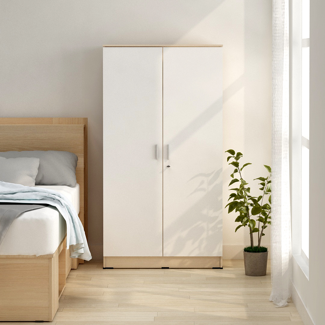 PIRA METROPOLIS OX -  ARUNA 2PM LEMARI PAKAIAN MEDIUM 2 PINTU warna PRO OAK - WHITE - PIRA METROPOLIS OX - foto 8