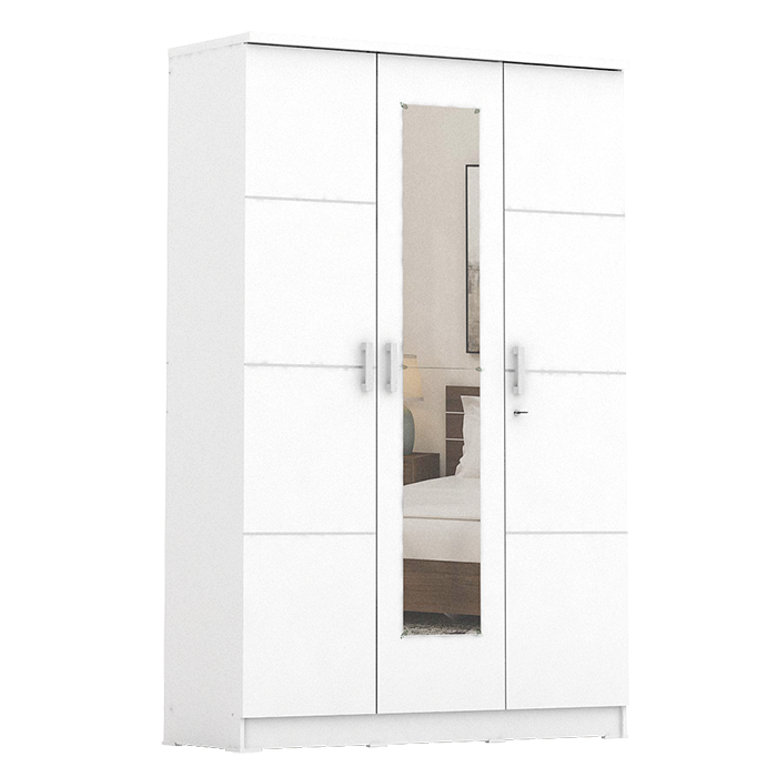 PIRA METROPOLIS - ALBA BAZ 3MN LT LEMARI PAKAIAN 3 PINTU warna WHITE - METROPOLIS - foto 4