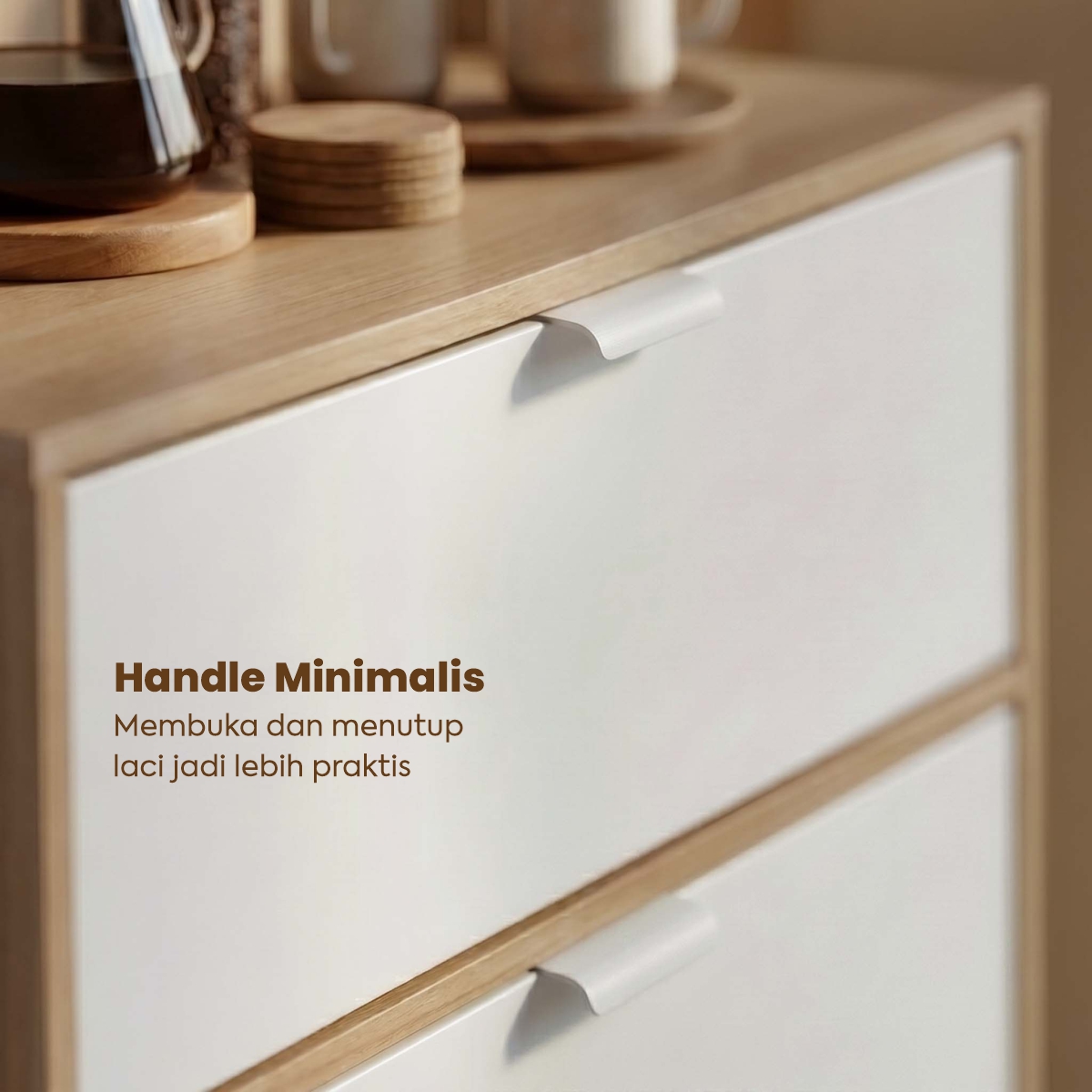 PIRA METROPOLIS OX - BELATRIX CH3 LEMARI LACI / DRAWER / LEMARI SUSUN warna PRO OAK - WHITE - PIRA METROPOLIS - foto 5